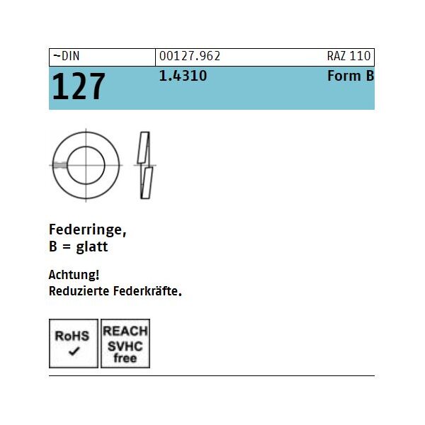 DIN 127 Federringe A2 - Form B