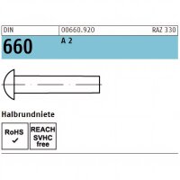 DIN 660 - Halbrundnieten A2  /  6 x  25 // 100 Stück
