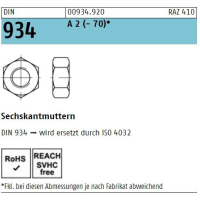 DIN 934 Sechskantmutter A2 - M12 - 250 Stück