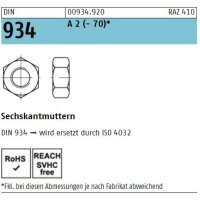 DIN 934 Sechskantmutter A2 - M3 - 100 Stück