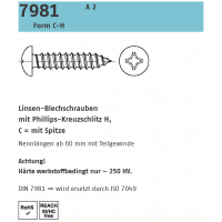 DIN 7981 - Linsenblechschraube A2  / 2,2 x  19 // 1000 Stück