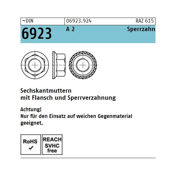 DIN 6923 Flanschmuttern - A2 - mV