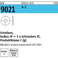 Karosseriescheiben - DIN 9021 - M10 - Edelstahl A2 - 50 Stück