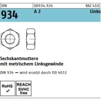 DIN 934 Sechskantmuttern A2 - Linksgewinde