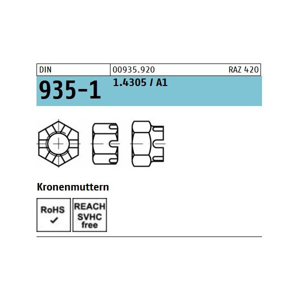 DIN 935-1 Kronenmuttern - A1