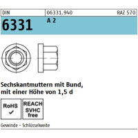 DIN 6331 Sechskantmutter - A2 - 1,5 d hoch mit Bund