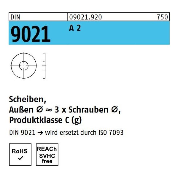 DIN 9021 Karosseriescheiben Set Sortiment Edelstahl A2 ø 3,2-13 mm 425-teilig 