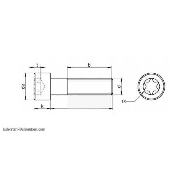 Zylinderschrauben ISO 14579 - Zylinderkopf - Torx - Teilgewinde - A2