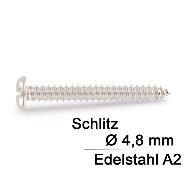 DIN 7971 Zylinderblechschrauben SZ Edelstahl A2 - Durchmesser 4.8 mm