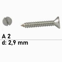 Blechschrauben DIN 7972 - 2,9 mm - Senkkopf - Schlitz - A2