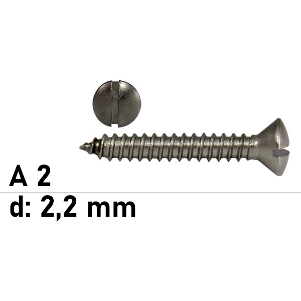 DIN 7973 Linsensenkblechschrauben SZ Edelstahl A2 - Durchmesser 2.2 mm