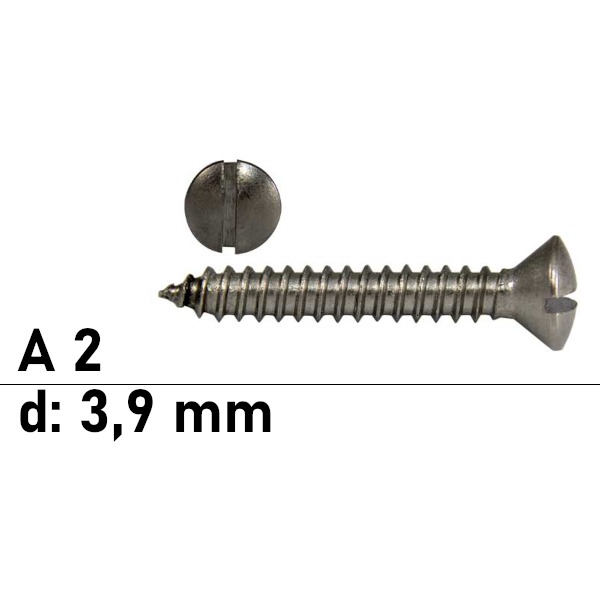 DIN 7973 Linsensenkblechschrauben SZ Edelstahl A2 - Durchmesser 3.9 mm